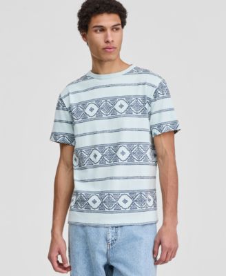 Men's James Short-Sleeve Striped Geometric Print T-Shirt, Macy's Exclusive