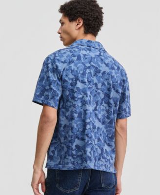 Men's Short-Sleeve Leaf Print Button-Front Camp Shirt, Macy's Exclusive