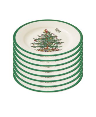 Christmas Tree Salad Plates, Set of 8