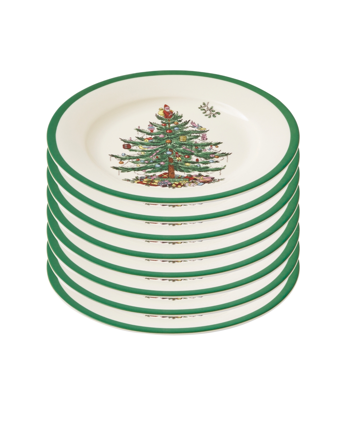 Spode Christmas Tree Salad Plates, Set Of 8 In Green