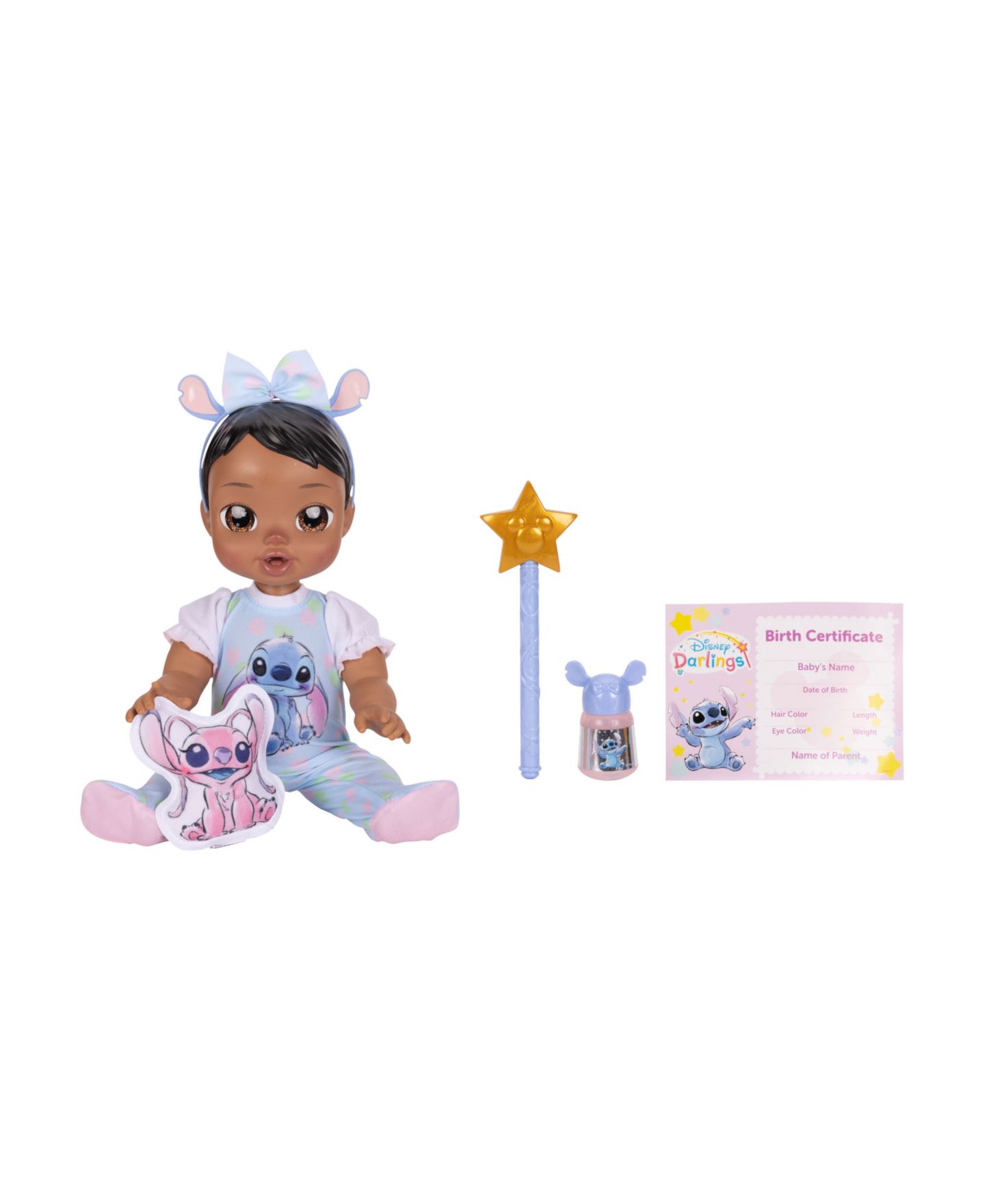 Детская кукла Disney Darlings Stitch Latina 13" Interactive Baby Doll with Open & Close Light-Up Eyes, Ages 2+ — фото 1