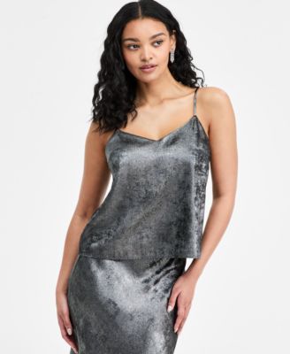 On 34th - Juniors' Metallic V-Neck Camisole Top
