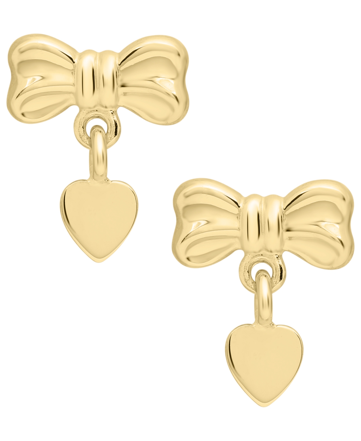 Macy's Bow Heart Drop Earrings in 14K Gold