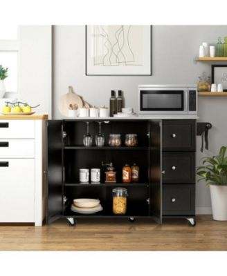 53" Stainless Steel Top 3 Drawers, Cabinet, Spice Rack, Towel Holder Mobile Kitchen Island