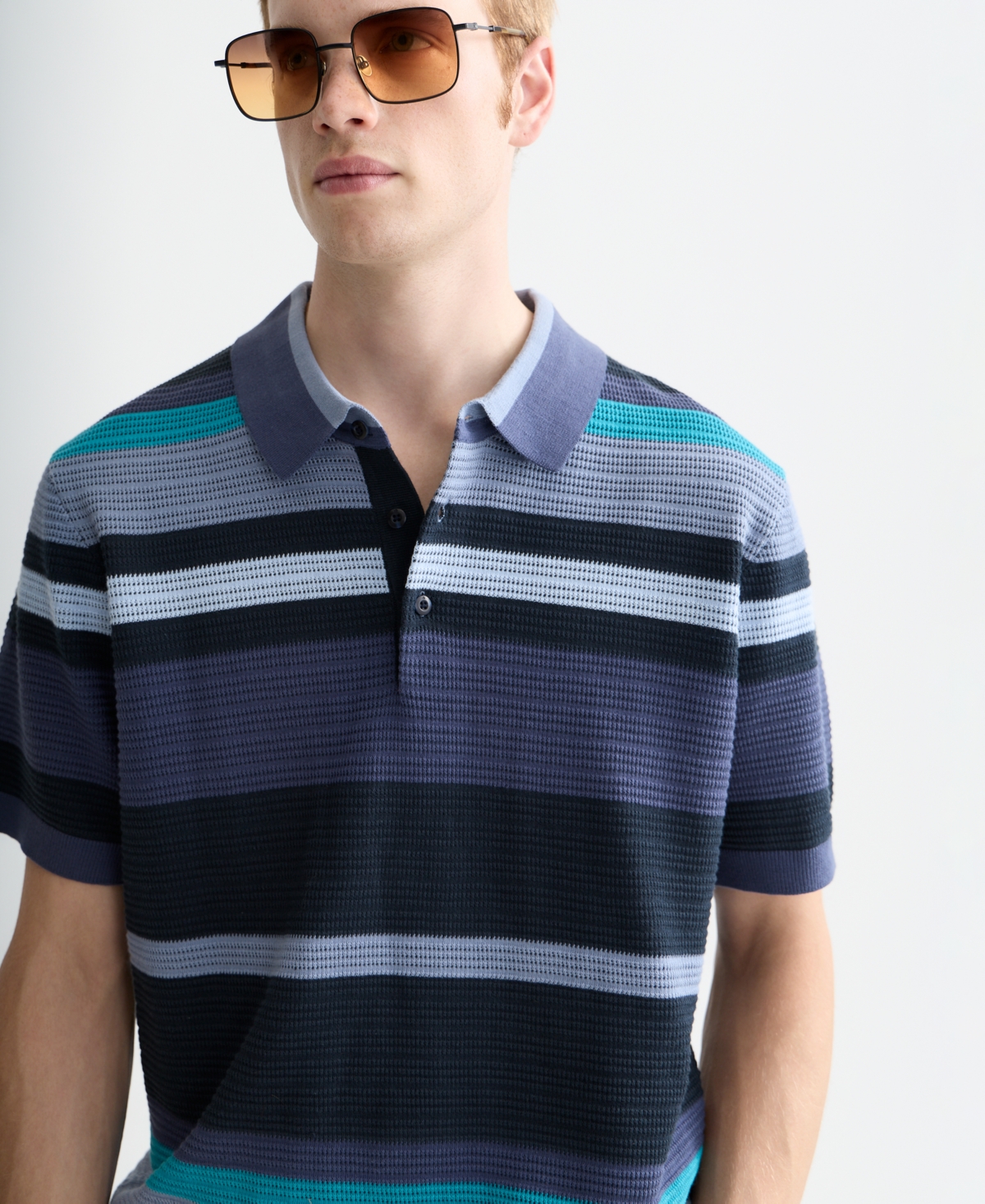 Scotch & Soda Men's Knitted Striped Regular-Fit Polo Shirt