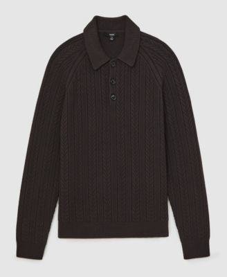 Men's Half-Button Cable-Knit Wool Shirt