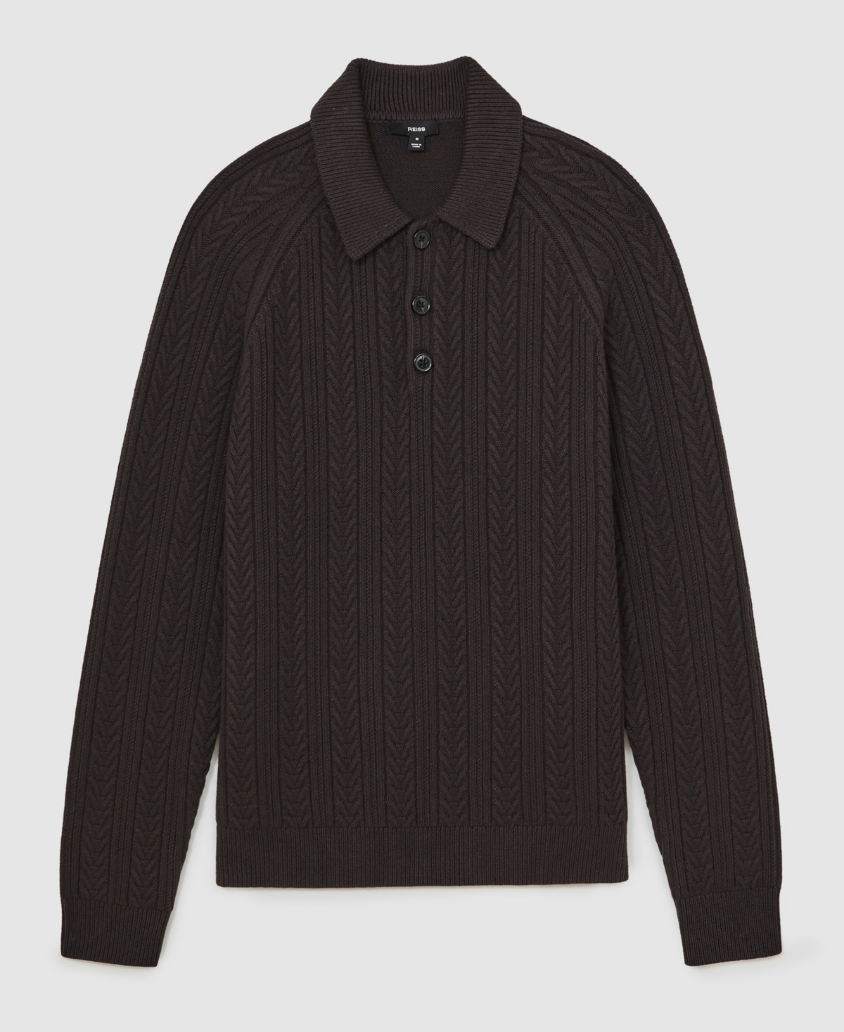 Reiss Men's Half-Button Cable-Knit Wool Shirt