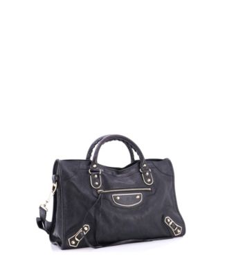 Medium City Classic Metallic Edge Bag Leather