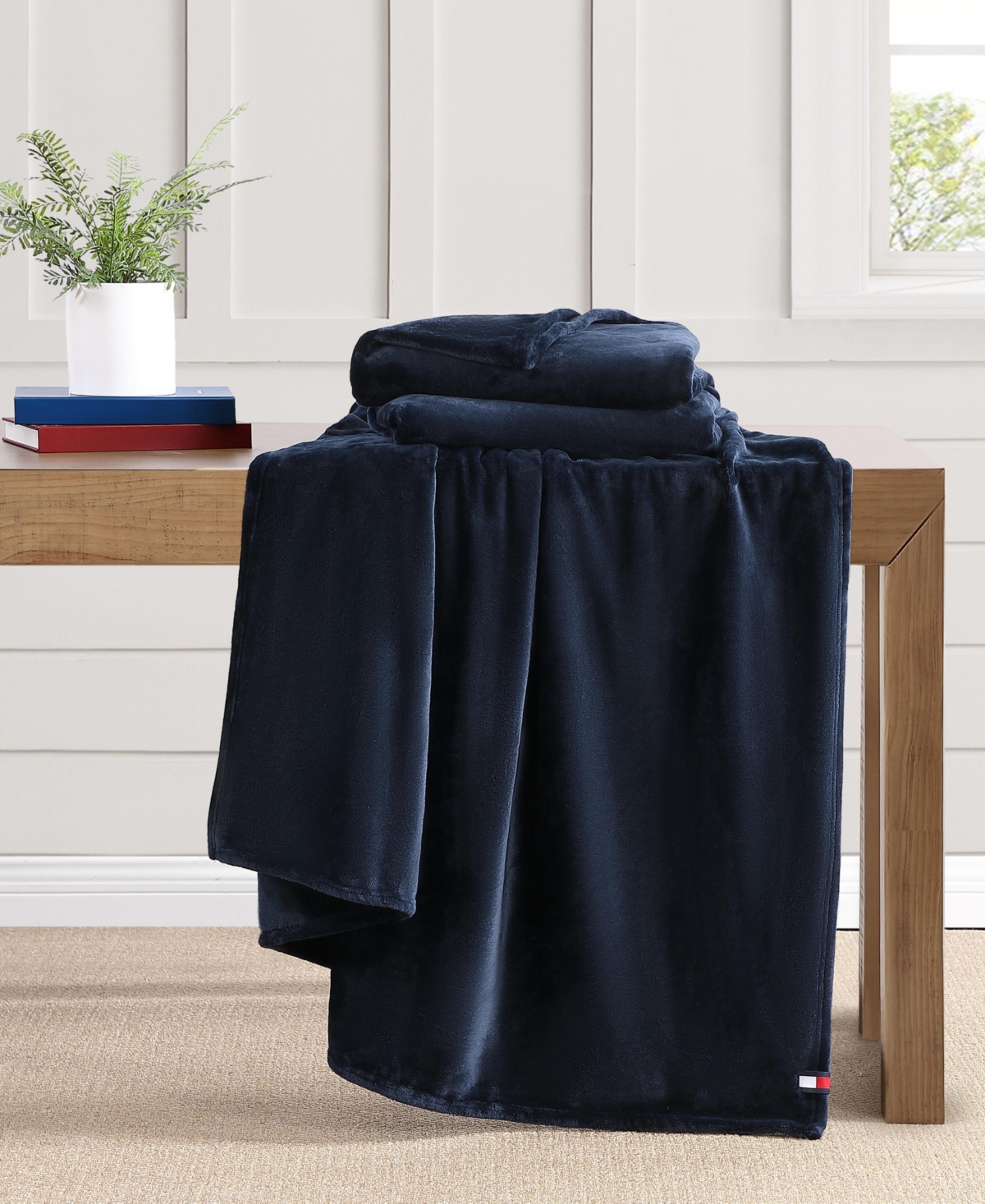 Tommy Hilfiger Solid Plush Blanket, Twin