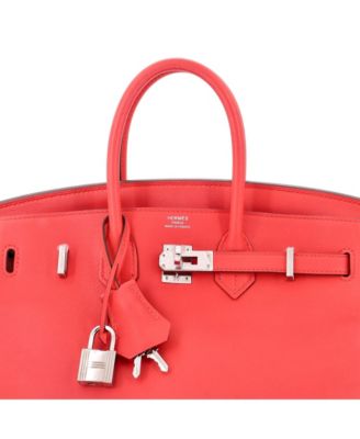 Birkin 25 Handbag Red Swift with Palladium Hardware
