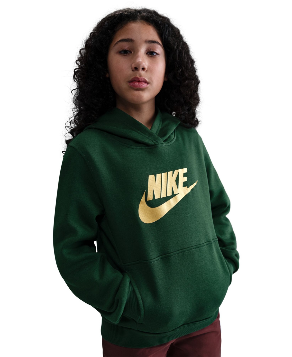 Nike Big Kids' Sportswear Gold Holiday Satin Club Fleece Hoodie