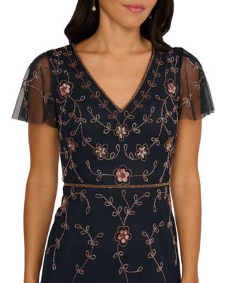 Women's Beaded V-Neck Long Dress