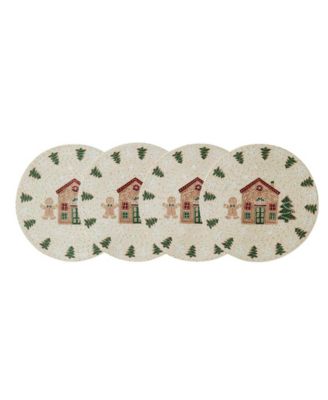 Gingerbread Village Round Braided Placemats, Set of 4