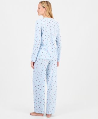 Women's Cotton Printed Button-Front Pajama Set, Exclusively at Macy's