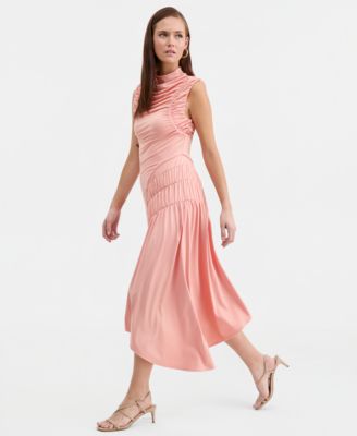 Women's Ruched Asymmetric Midi Dress, Macy's Exclusive