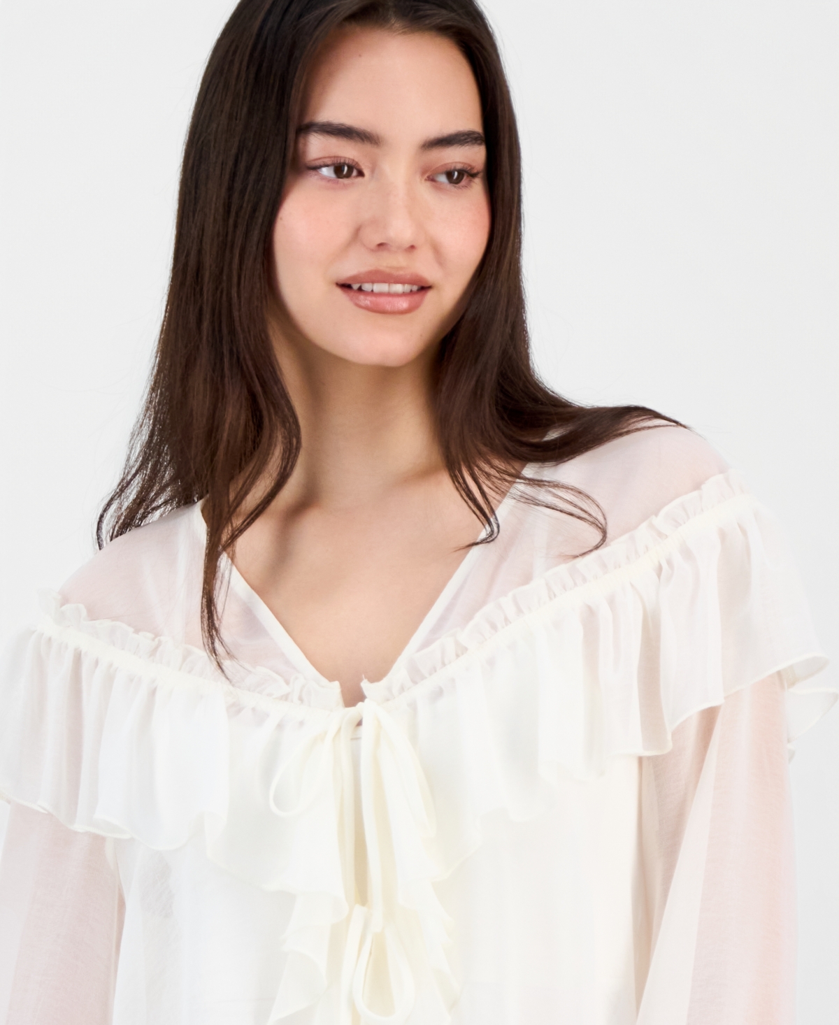 And Now This Women's Ruffled Chiffon Blouse, Macy's Exclusive In White