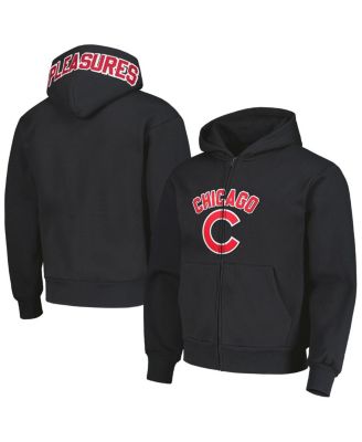 PLEASURES - Men's Black Chicago Cubs Opening Day Full-Zip Hoodie