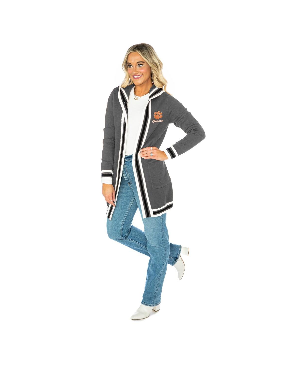 Gameday Couture Women's Gray Clemson Tigers Tri-blend Rounded Stripe Cardigan In Gray