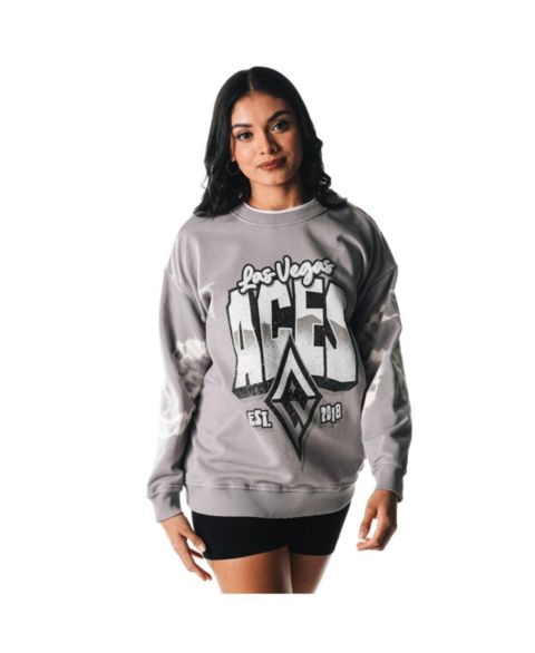 Женская толстовка The Wild Collective Gray Las Vegas Aces Double Collar Fleece Pullover