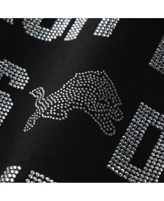 Women's Black Detroit Lions Oversized Hype Era Rhinestone Text Sweatshirt