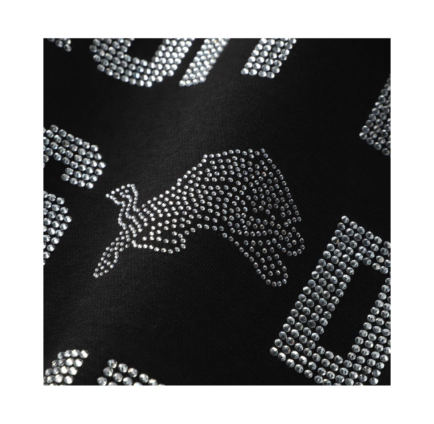 Women's Black Detroit Lions Oversized Hype Era Rhinestone Text Sweatshirt