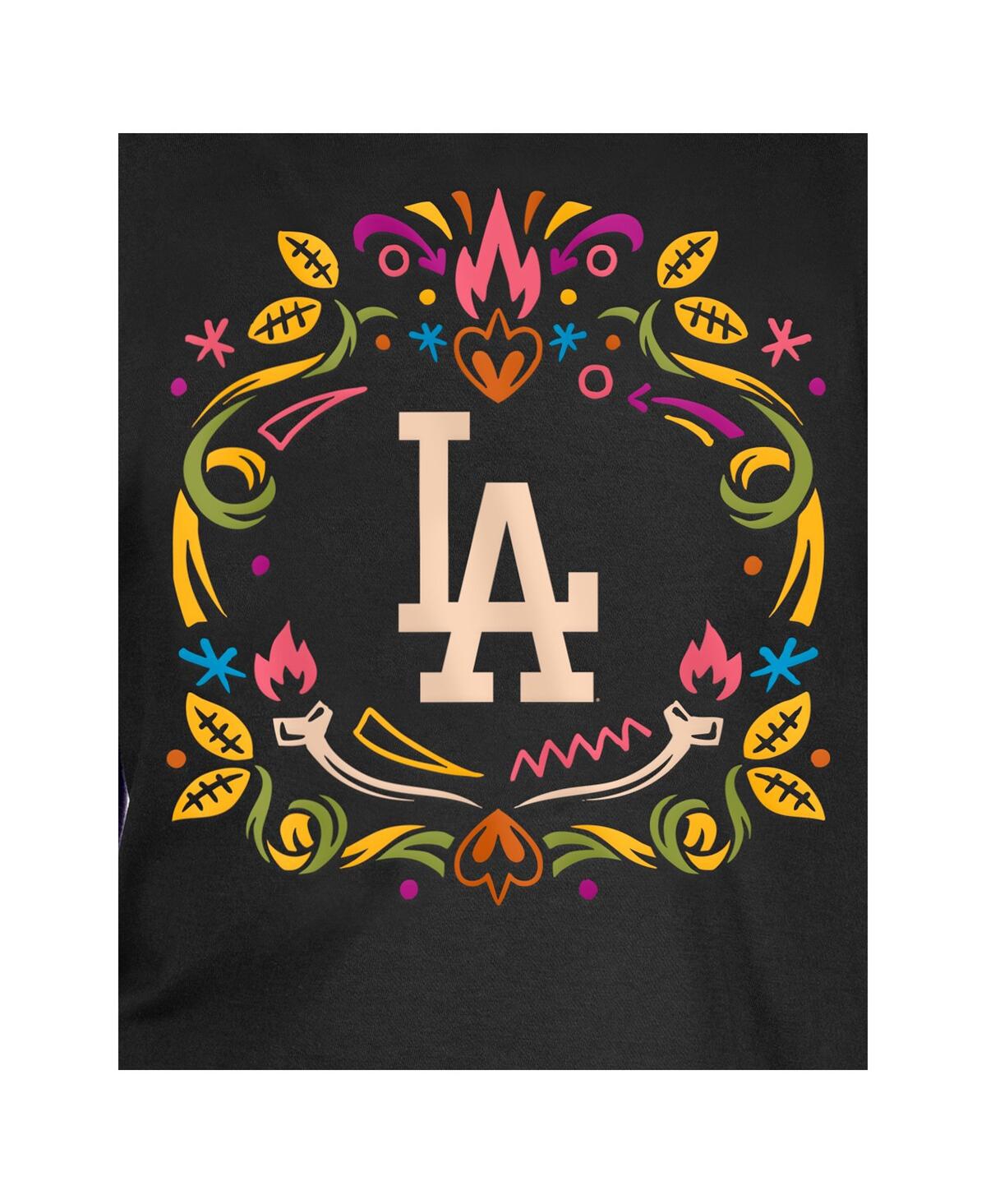 New Era Big Boys And Girls Black Los Angeles Dodgers Dia De Los Muertos T-shirt In Black
