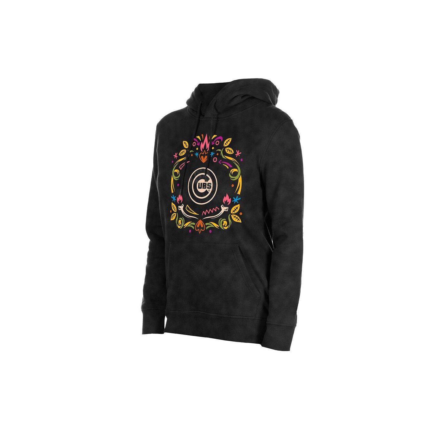 Women's Black Chicago Cubs Día de Muertos Mineral Wash Hoodie Sweatshirt