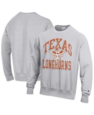 Champion - Men's Gray Texas Longhorns Distressed Arch Over Logo Reverse Weave Crew Neck Sweatshirt
