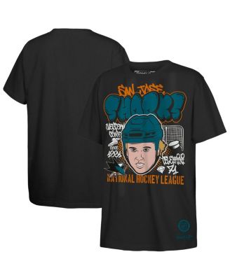 Mitchell & Ness - Big Boys and Girls Macklin Celebrini Black San Jose Sharks Caricature T-Shirt