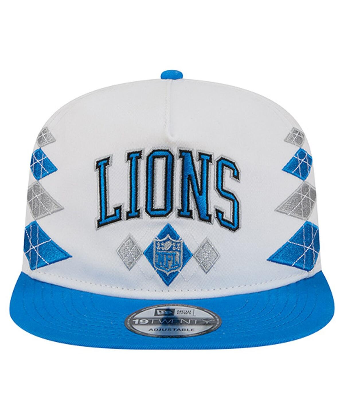 New Era Men's White Detroit Lions Argyle 19twenty Adjustable Hat In Blue