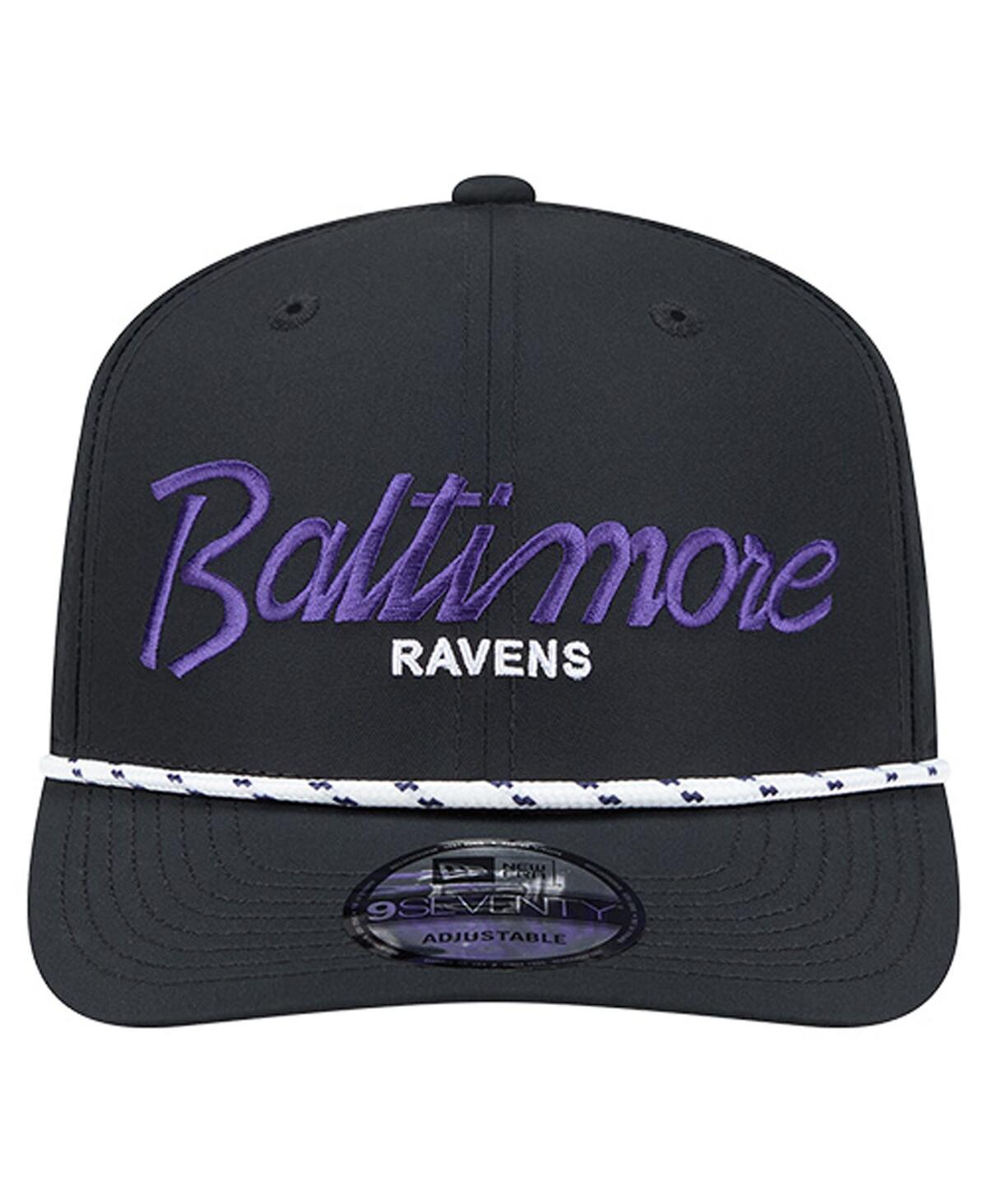 New Era Men's Black Baltimore Ravens Script 9seventy Adjustable Hat In Black