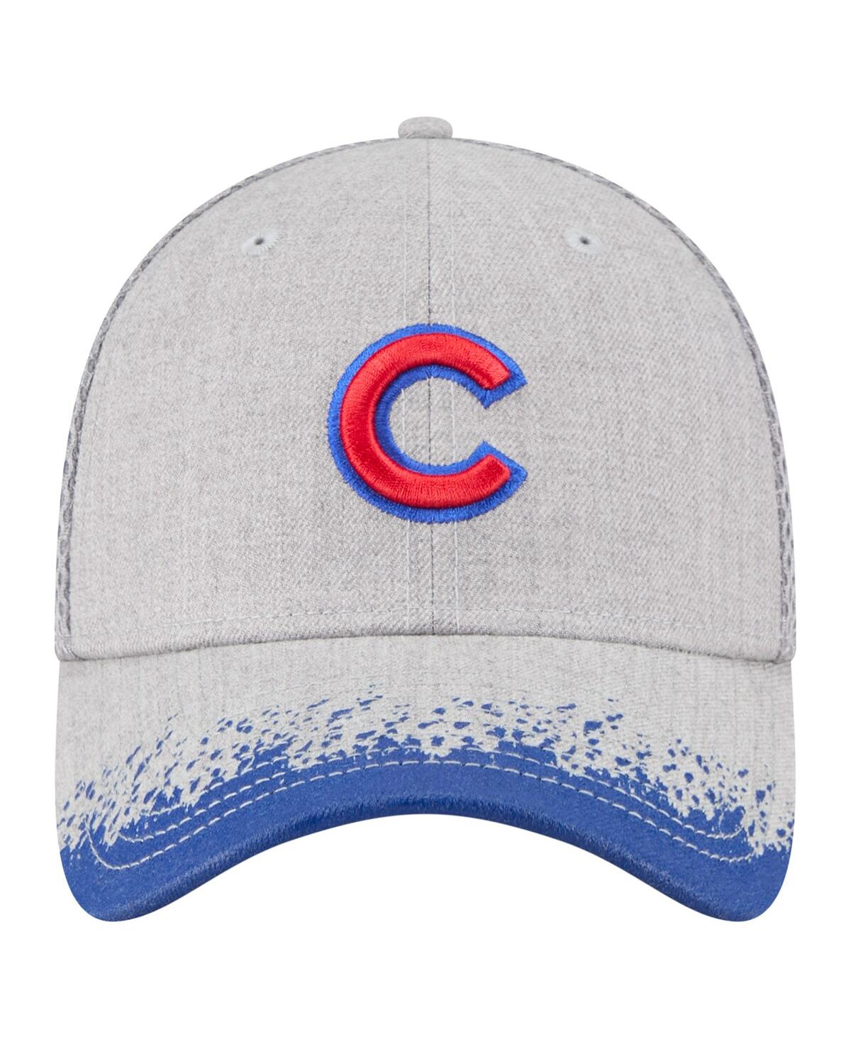 New Era Men's Gray Chicago Cubs Visor Paint Splatter 39THIRTY Flex Hat