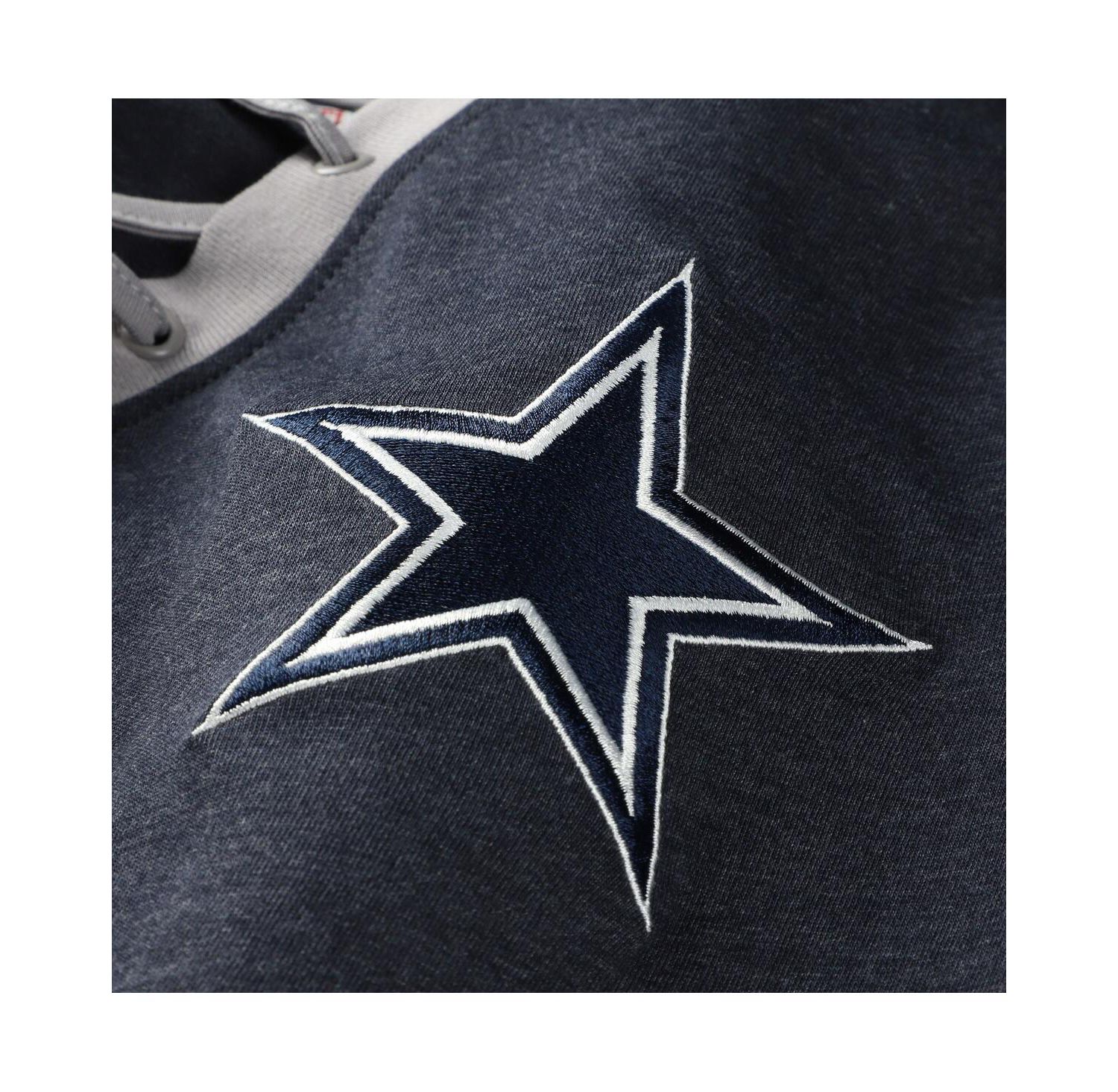 Women's Navy Dallas Cowboys Plus Size Throwback Lace-Up Long Sleeve T-Shirt
