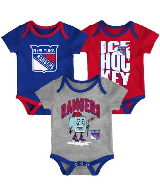 Outerstuff - Baby Boys and Girls 3-Piece New York Rangers Triple Header Bodysuit Set