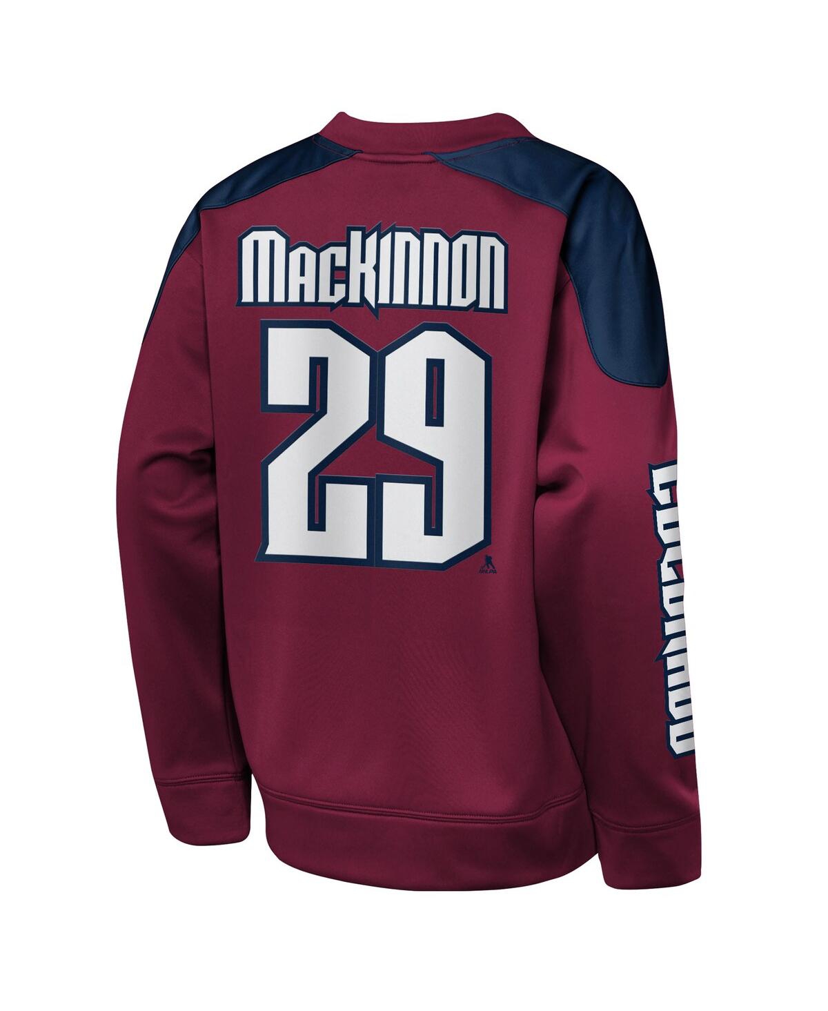 Outerstuff Big Boys and Girls Nathan MacKinnon Burgundy Colorado Avalanche Best Defense Name Number Crewneck Sweatshirt