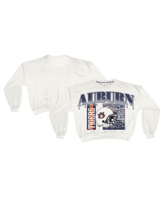 Pressbox - Women's White Auburn Tigers Oversized Janice Retro Waist-Length Sweatshirt