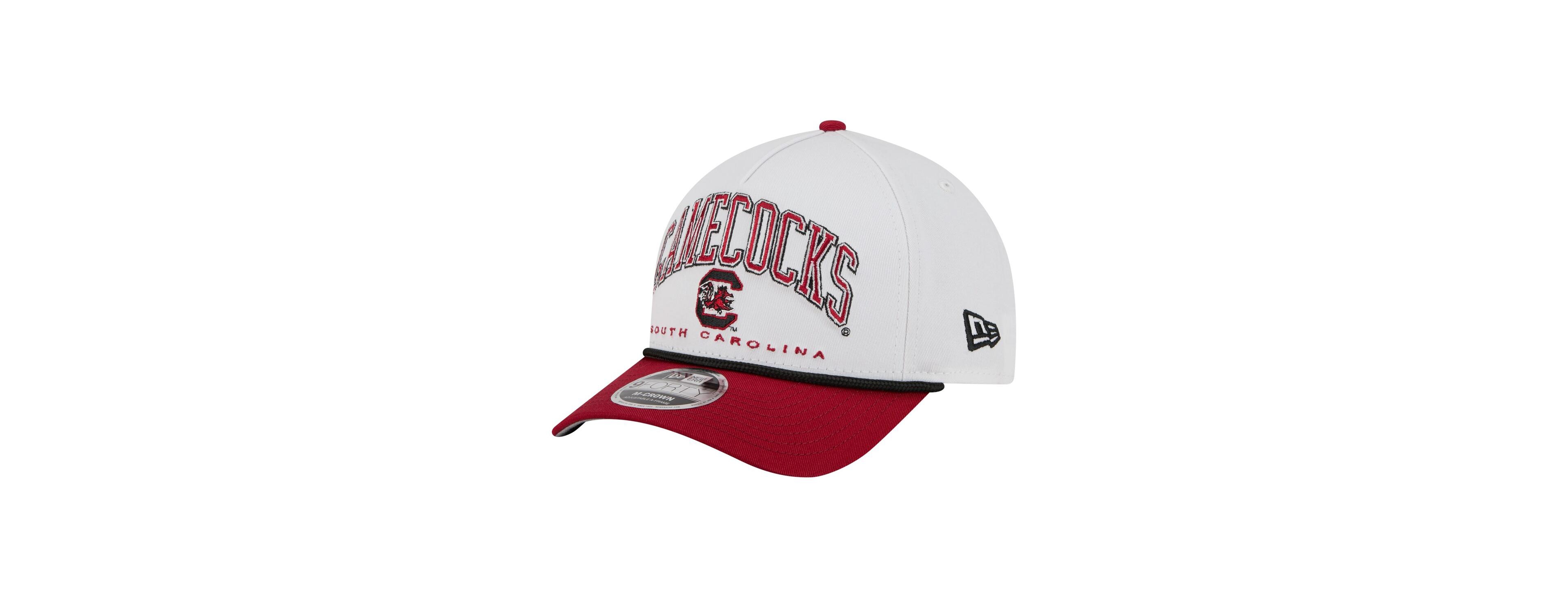 New Era Men's White/Garnet South Carolina Gamecocks Arch Two-Tone Rope 9FORTY A-Frame M-Crown Adjustable Hat
