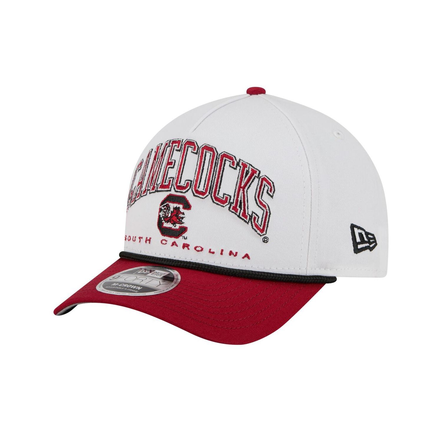 Men's White/Garnet South Carolina Gamecocks Arch Two-Tone Rope 9FORTY A-Frame M-Crown Adjustable Hat