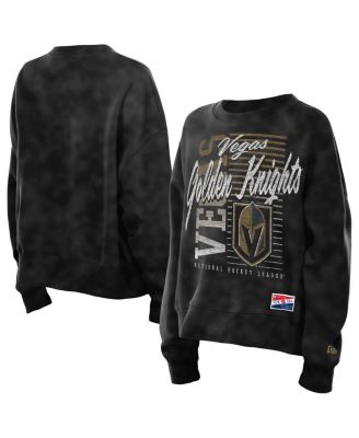 New Era - Women's Black Vegas Golden Knights Oversized Throwback Mineral Wash Sweatshirt