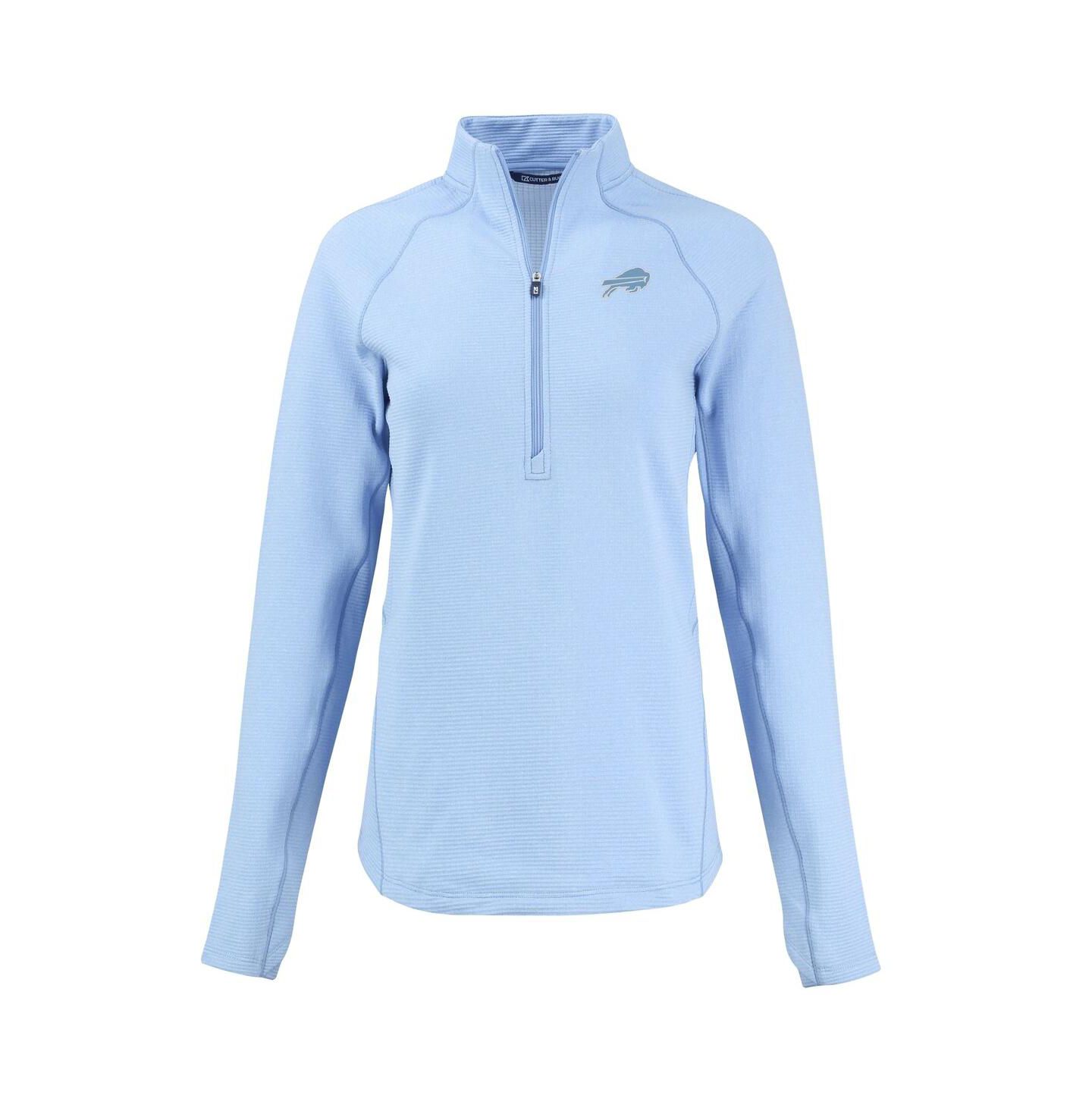 Женская толстовка Cutter & Buck Powder Blue Buffalo Bills Peshastin Eco Fleece Half-Zip — фото 3