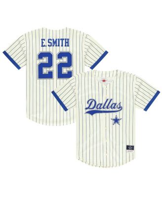Mitchell & Ness - Men's Emmitt Smith Cream Dallas Cowboys Name Number Mesh Button-Up Baseball Jersey
