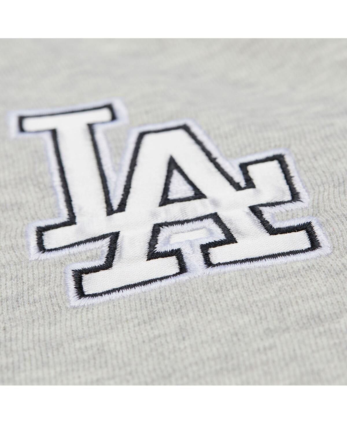 Mitchell & Ness Women's Heather Gray Los Angeles Dodgers Cooperstown Collection V-Neck Cropped Toggle Sweatshirt