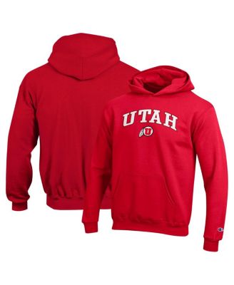Champion - Big Boys and Girls Red Utah Utes Campus Pullover Hoodie