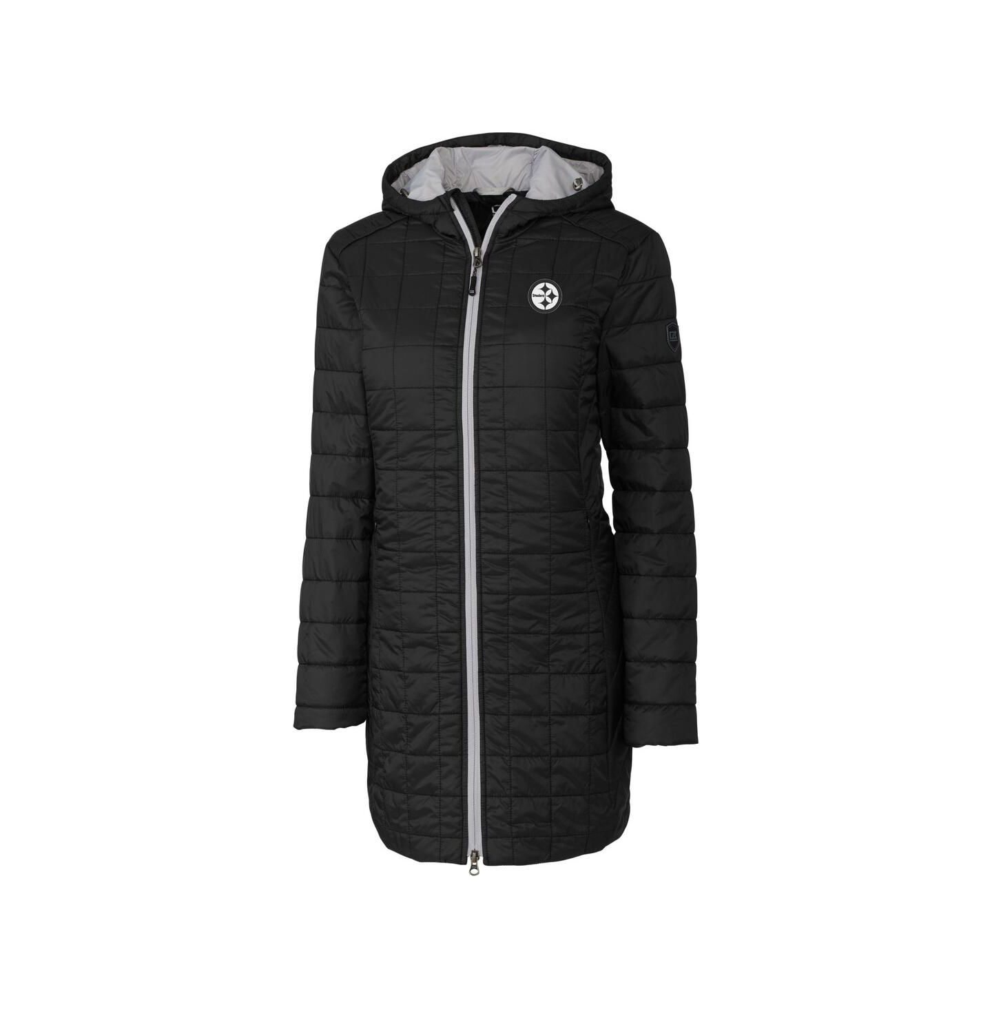 Женская куртка Cutter & Buck Black Pittsburgh Steelers Rainier PrimaLoft Eco Insulated Full-Zip Hooded — фото 3