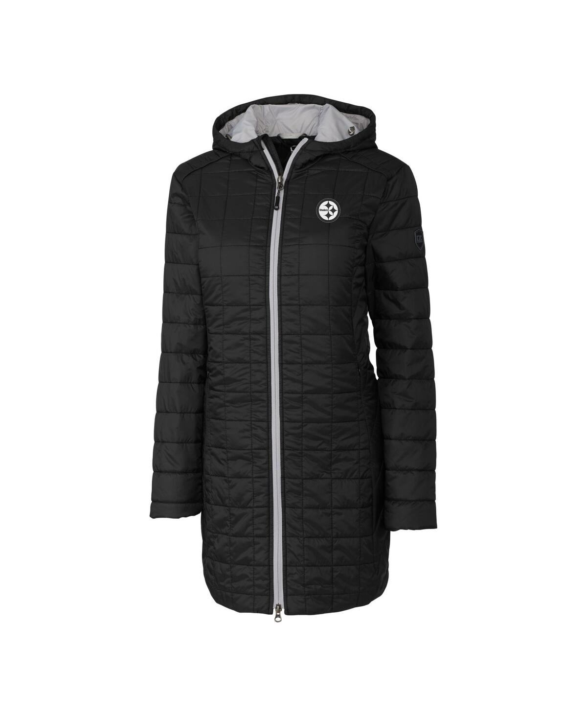 Cutter & Buck Women's Black Pittsburgh Steelers Rainier Primaloft Eco Insulated Full-zip Hooded Jacket In Black
