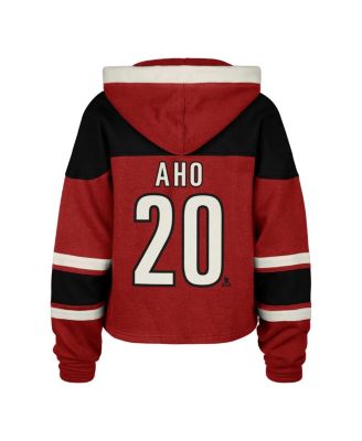Women's Sebastian Aho Red Carolina Hurricanes Superior Lacer Cropped Pullover Hoodie