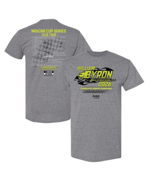 Мужская футболка Hendrick Motorsports Team Collection Heather Charcoal William Byron 2026 NASCAR Schedule