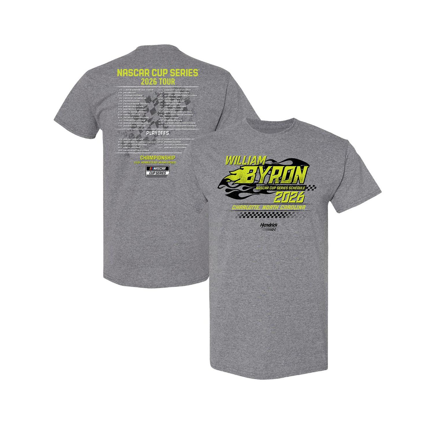 Men's Heather Charcoal William Byron 2026 NASCAR Schedule T-Shirt