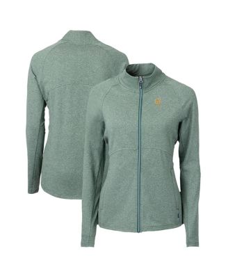 Cutter & Buck - Women's Heather Green Notre Dame Fighting Irish Alumni Adapt Eco Knit Heather Full-Zip Jacket