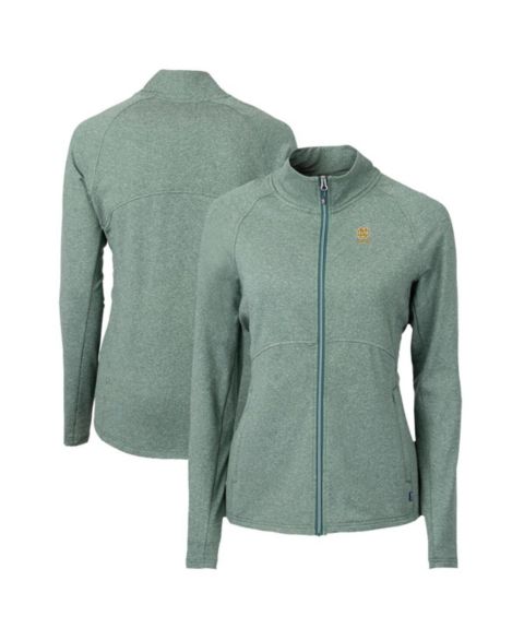 Женские куртки Cutter & Buck Women's Heather Green Notre Dame Fighting Irish Alumni Adapt Eco Knit Heather Full-Zip Jacket